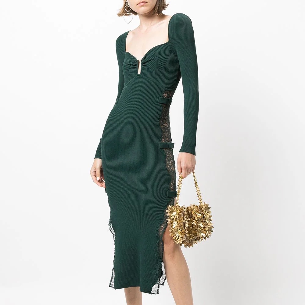 Self Portrait Green Lace Dress